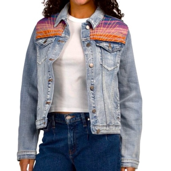 Anthropologie Jackets & Blazers - NEW Driftwood Summer Solstice Trucker Jean Jacket Sun Embroidered Medium Wash M